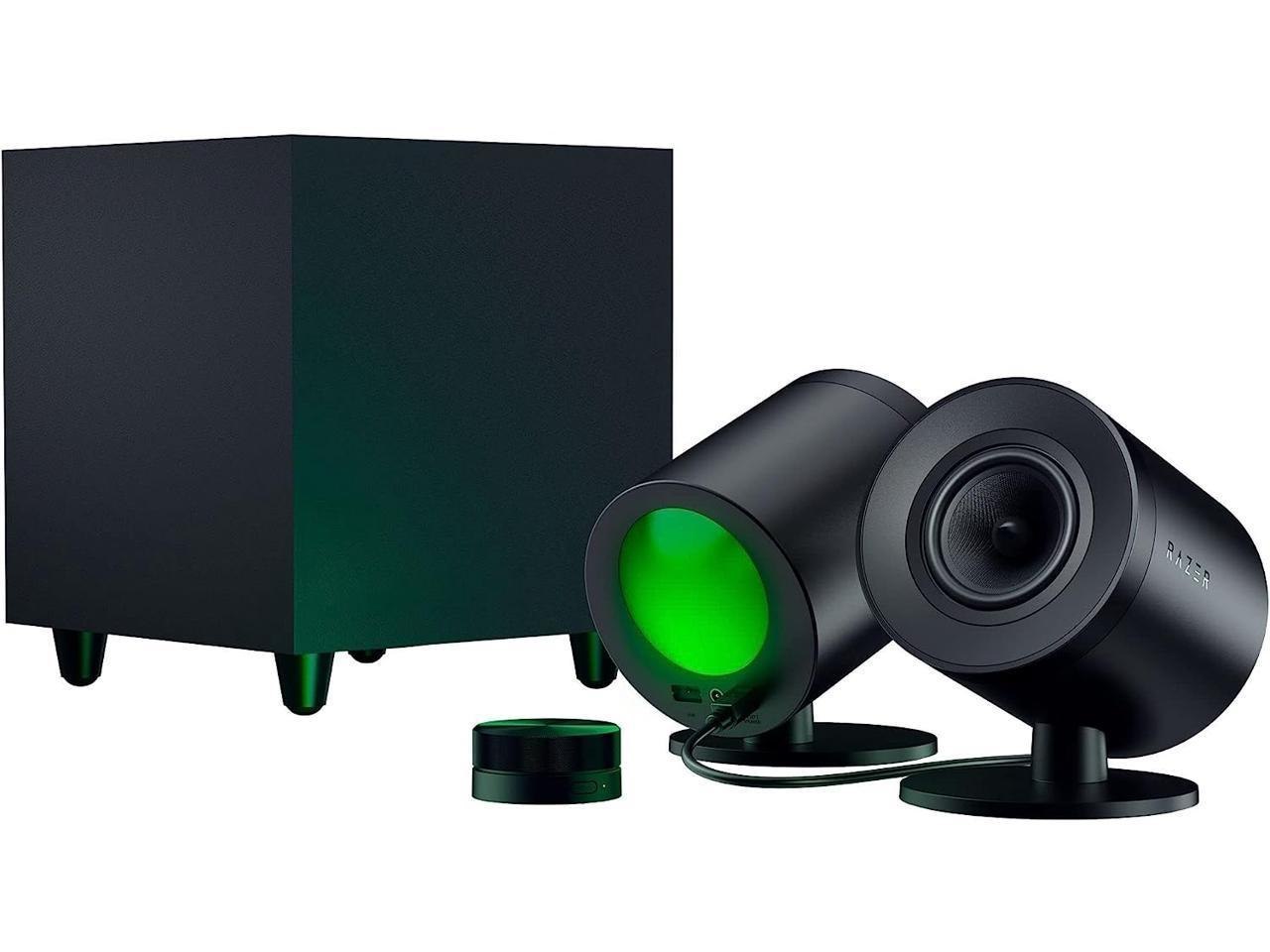 Razer Nommo V2 Pro - 2.1 PC Gaming Speakers Wireless Subwoofer: THX Spatial Audio - Projection Chroma RGB - Full-Range Drivers - Wireless Down-Firing Subwoofer - Wireless Control Pod