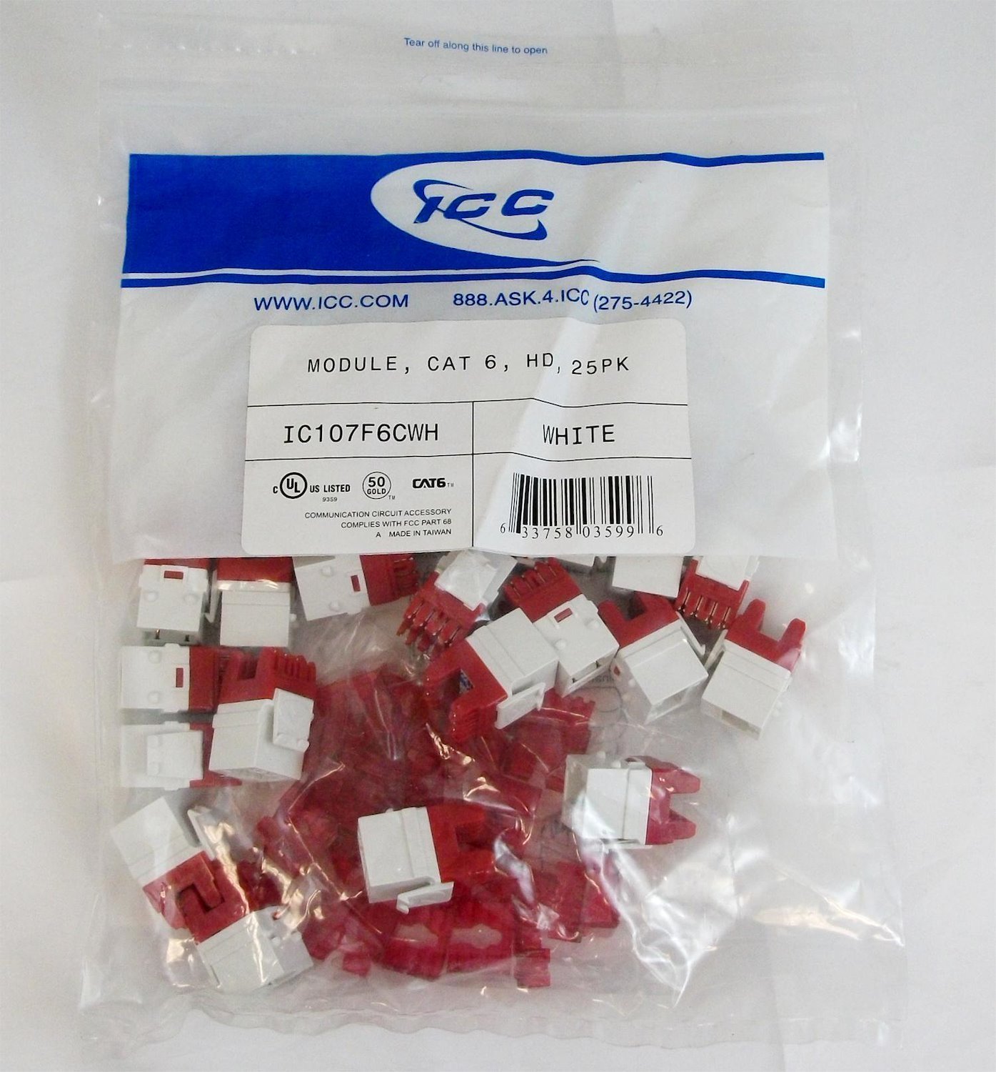 Icc Module- Cat 6- HD- 25PK- White