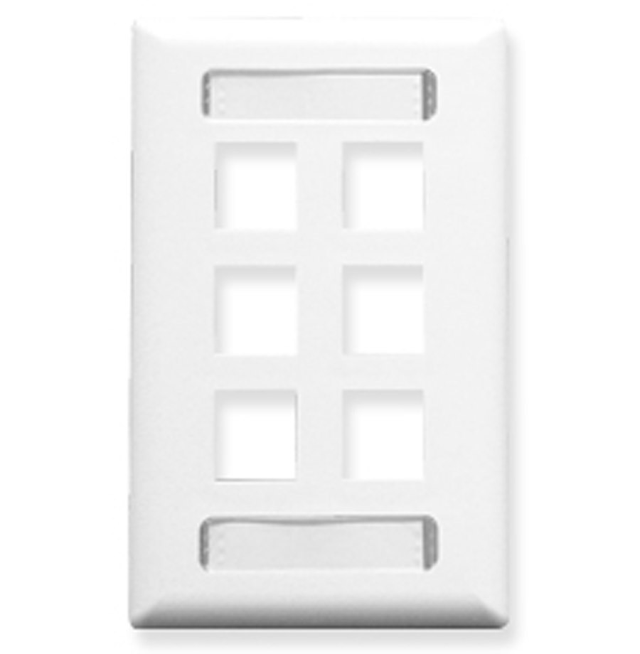 Icc Faceplate- Id- 1-Gang- 6-Port- White
