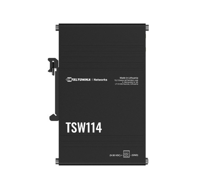 Teltonika TSW114 - Gigabit Din Rail Switch, 5 X Gigabit Ethernet Ports, Rugged Anodized Aluminum Housing - Nht-Tsw114--Din-Rail