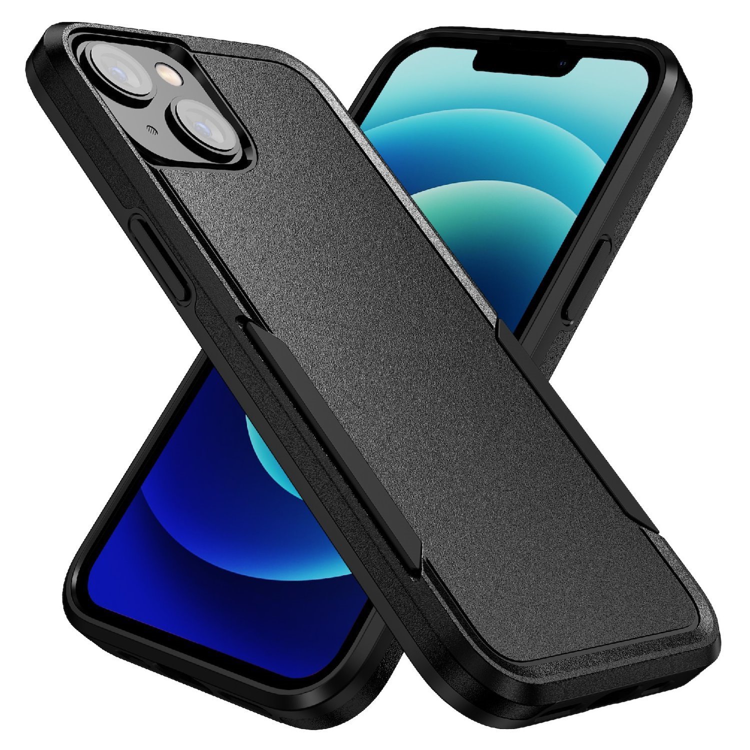 Phonix Apple iPhone 14 Plus Armor Light Case Black - Two Tough Layers, Port Covers, No-Slip Grippy Edges, Durable, Rugged Case, Sleek, Pocket Fit