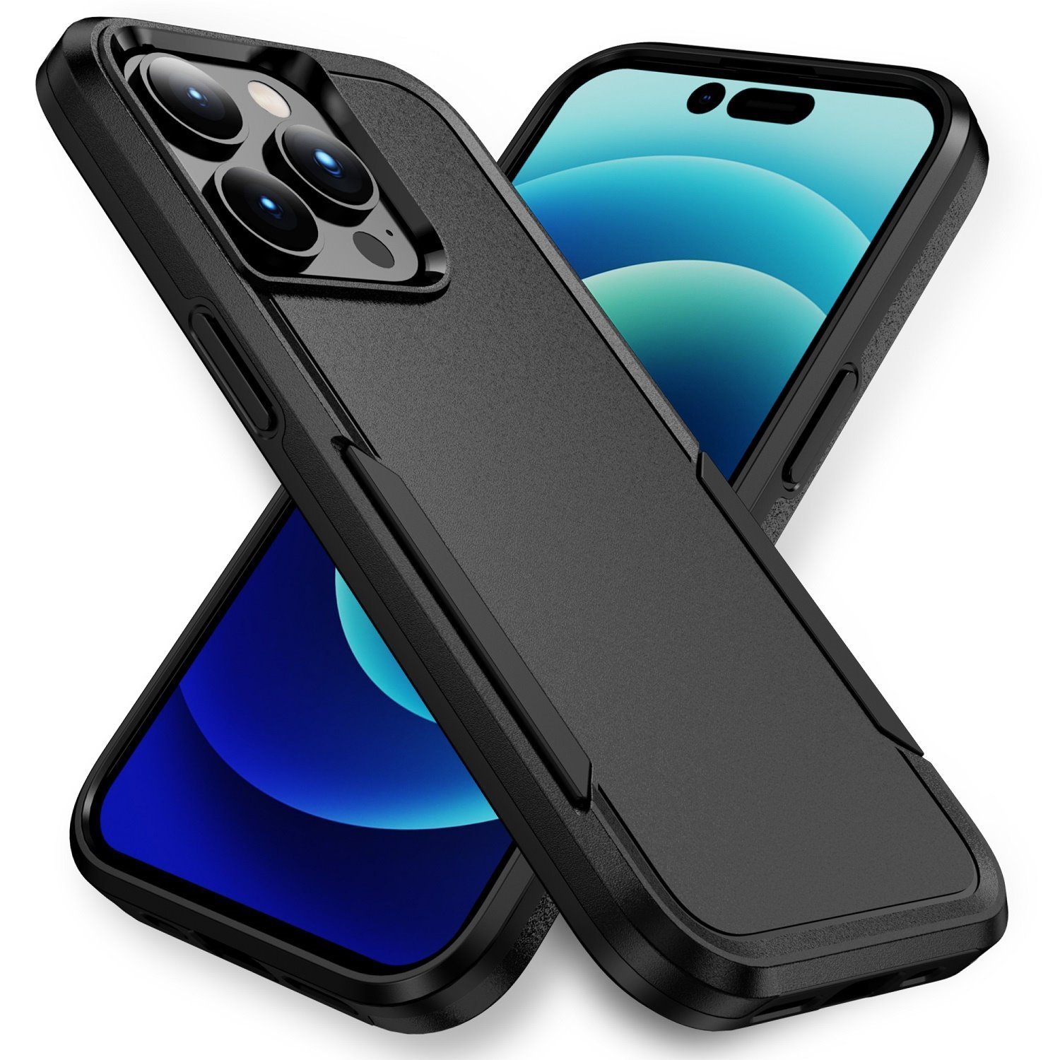 Phonix Apple iPhone 14 Pro Max Armor Light Case Black - Two Tough Layers, Port Covers, No-Slip Grippy Edges, Durable, Rugged Case, Sleek, Pocket Fit