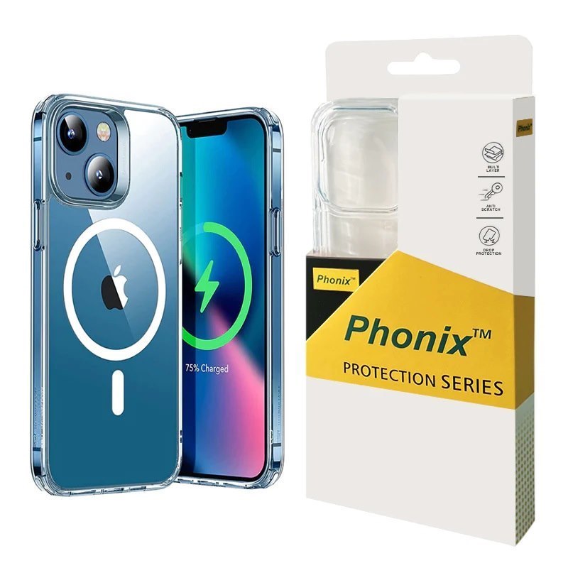 Phonix Apple iPhone 12 / iPhone 12 Pro Clear Rock Hard Case With MagSafe - Two Tough Layers, Port Covers, No-Slip Grippy Edges, Durable, Rugged Case