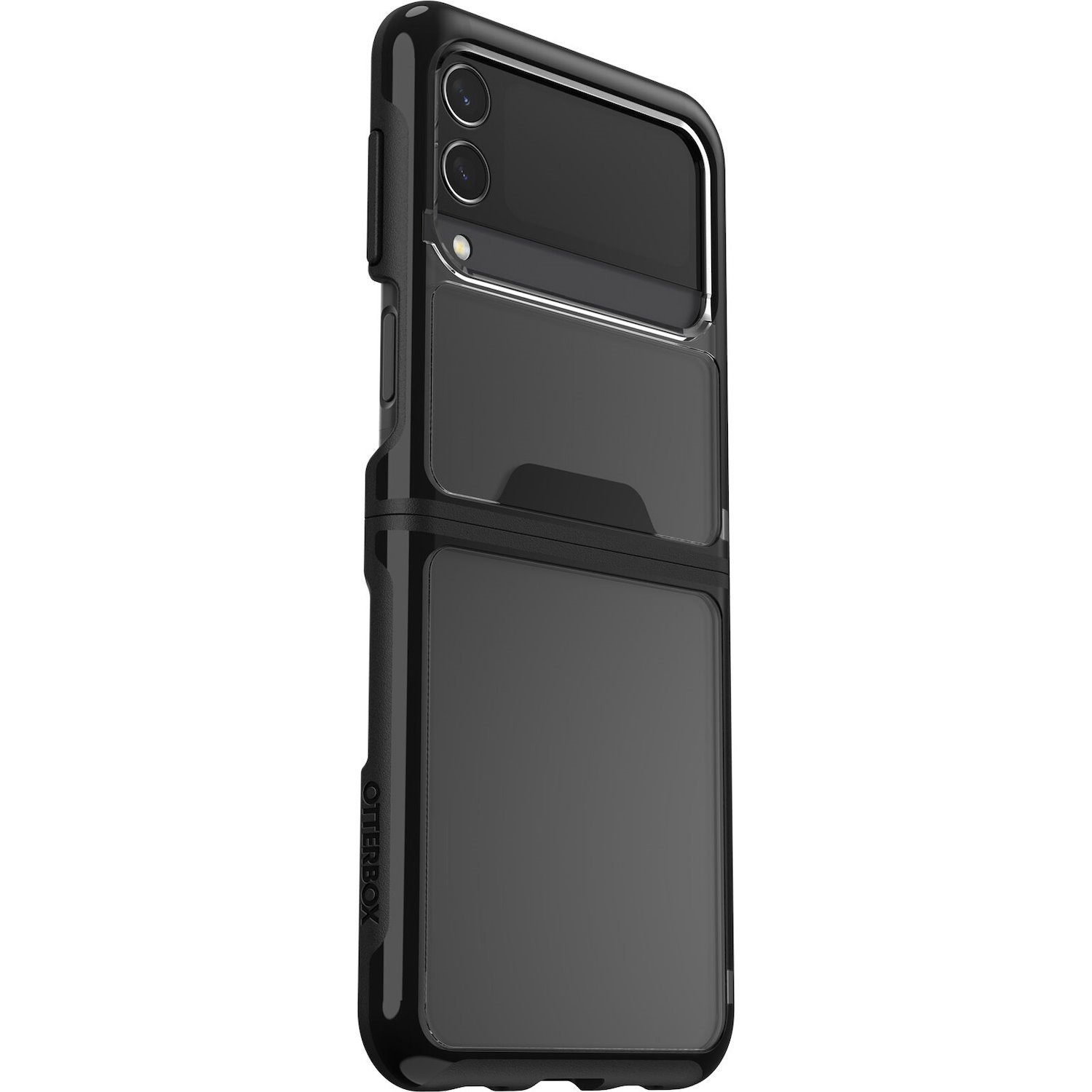 OtterBox Samsung Galaxy Z Flip3 5G Symmetry Series Flex Case - Black Crystal (Clear/Black) (77-84199), Durable & 3X Military Standard Drop Protection