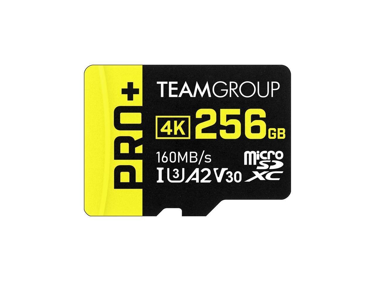 Team 256GB Pro+ microSDHC Uhs-I/U3 Class 10 Memory Card With Adapter