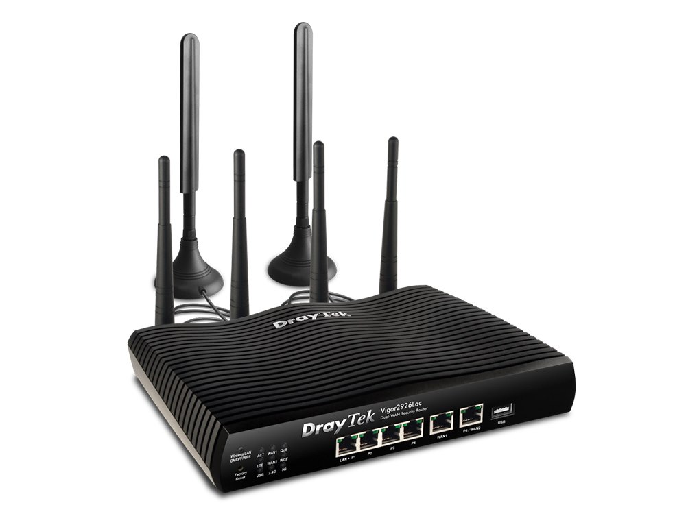 Draytek Dv2926lac Dual Gigabit Broadband Firewall QoS IPv6 Router 4xGiga LANs 50xVPNs 25xSSL VPNs Usb 3G/4G Ac2000 Wlan VoIP 2xFXSs ~Mod-Dv2925lac