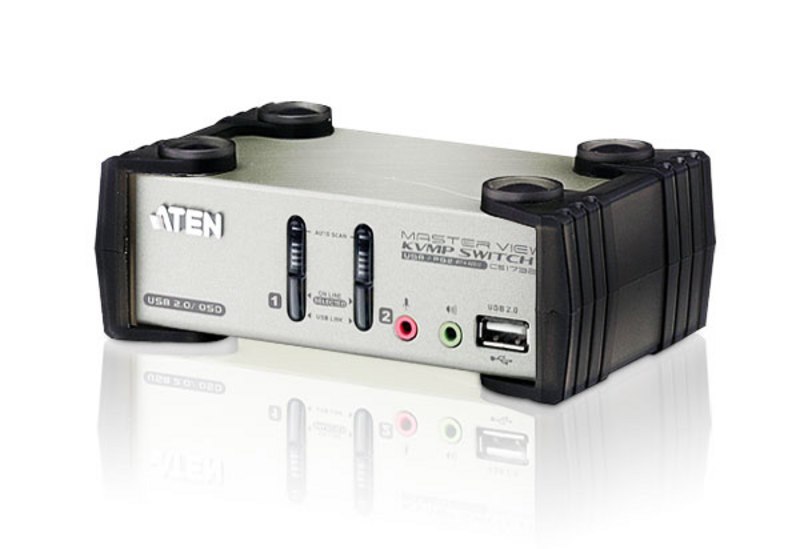 Aten 2 Port Usb 2.0 Vga KVMP Switch With Osd. Support Audio, Video DynaSync, Mouse Emulation, Keyboard Emulation - [ Old Sku: CS-1732B ]
