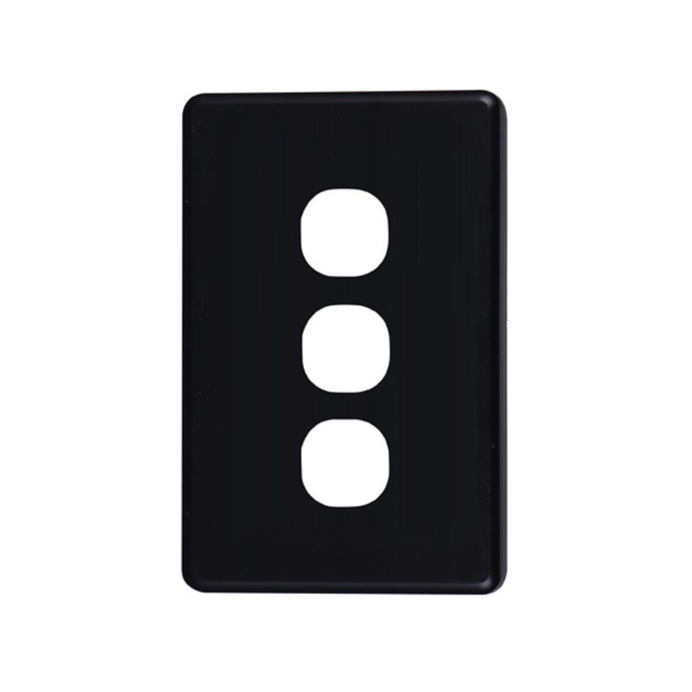 4Cabling 4C | Classic 3 Gang Switch Polycarbonate Cover Plate - Black Colour