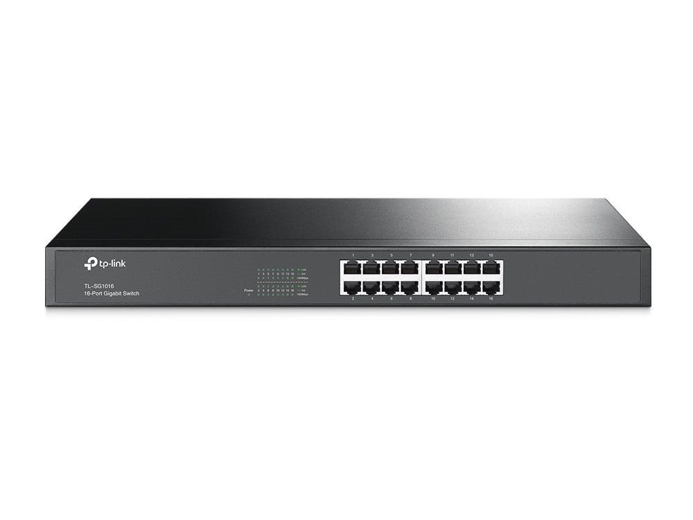 TP-Link TL-SG1016 | 16 Port Gigabit Switch With 1U 19-Inch Rack-Mountable Steel Case