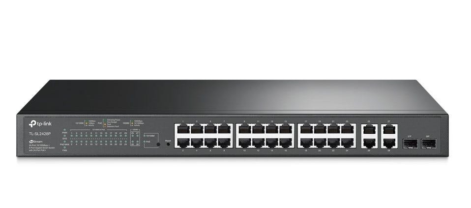 TP-Link | SL2428P | Omada 24 Port 10/100Mbps + 4 Port Gigabit Smart Rackmount Switch With 24 Port PoE+