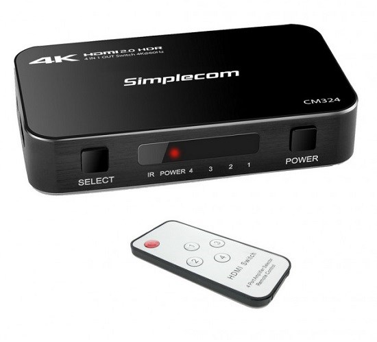 Simplecom SMP CNV Hdmi-4K-Splitter-4-In-1-Out-Switch