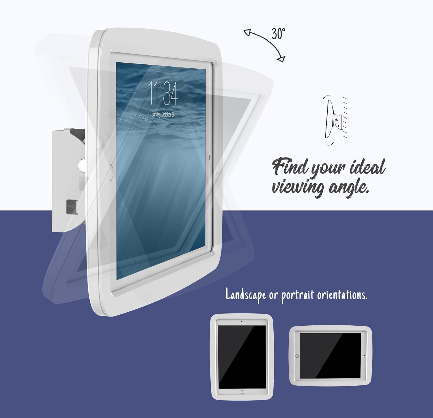 Tablet Wall Mount Compatible with 10.2 inch iPad 7th 8th 9th Gen Lockable Tiltable Anti Theft Security Adjustable