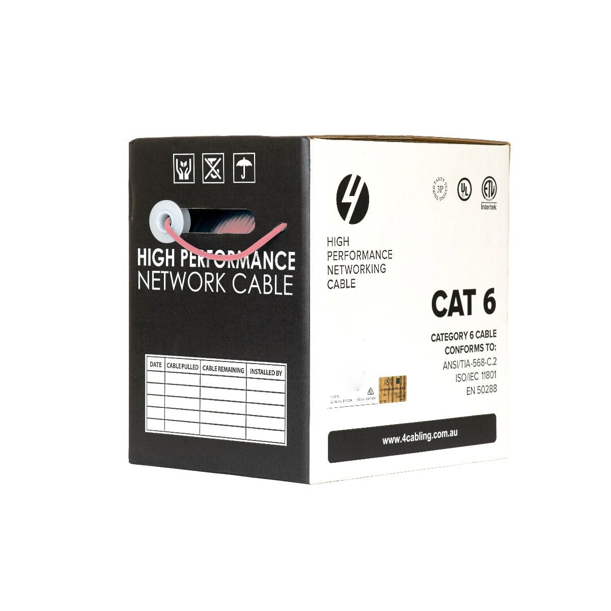 4Cabling Cat6 Ethernet Cable Reel Box Utp Lan Cable W/ Solid Conductor | 305M Pink