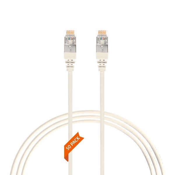 4Cabling 2M Cat6a RJ45 S/FTP Thin LSZH 30 Awg Network Cable | 50 Pack White