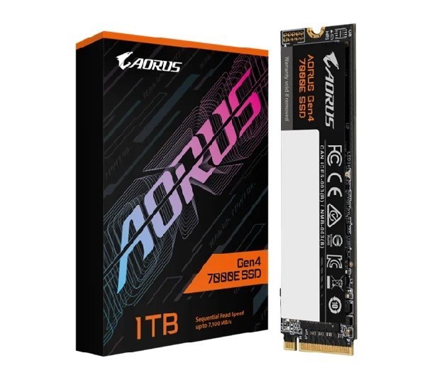 Gigabyte Aorus Gen4 7000E SSD 1000GB PCI-Express 4.0X4, NVMe 1.4, Sequential Read ~7100 MB/s, Sequential Write ~6100 MB/s