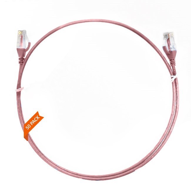 4Cabling 1.5m CAT6 Ultra Thin LSZH Ethernet Network Cable | 50 Pack Pink