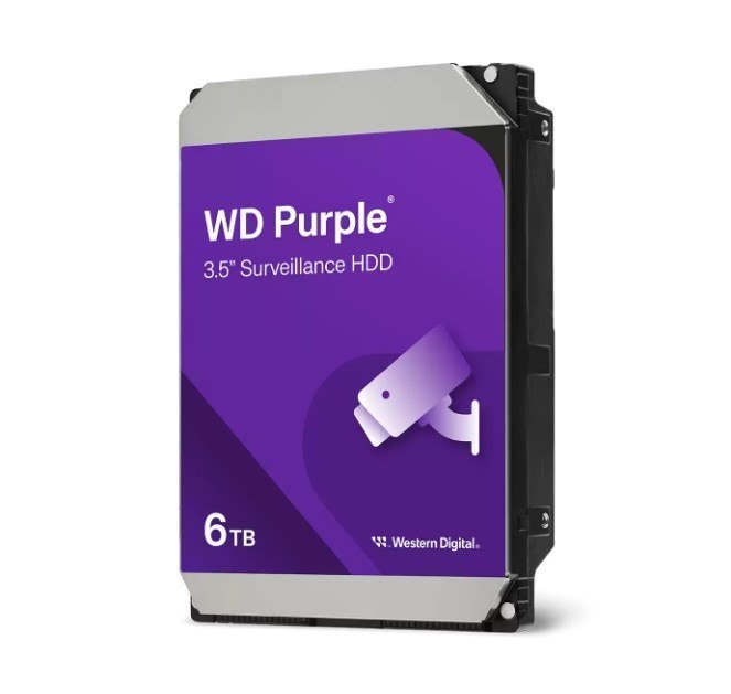 Western Digital WD Purple 6TB 3.5' Surveillance HDD 5400RPM 64MB Sata3 175MB/s 180TBW 24X7 64 Cameras Av NVR DVR 1.5Mil MTBF 3YRS ~Wd64purz