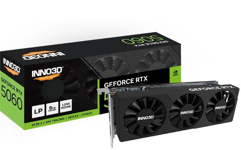 Inno3d nVidia GeForce RTX 5060 LP 8GB GDDR7, 2497MHz Boost Clock, Ram 28Gbps, 3xDP, 1xHDMI 178X69X41MM