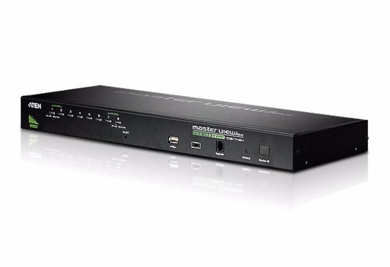 Aten Rackmount KVM Switch 8 Port Vga Ps/2-Usb, 2X Custom KVM Cables Included, Broadcast Mode, Daisy Chainable For Up To 256 Devices