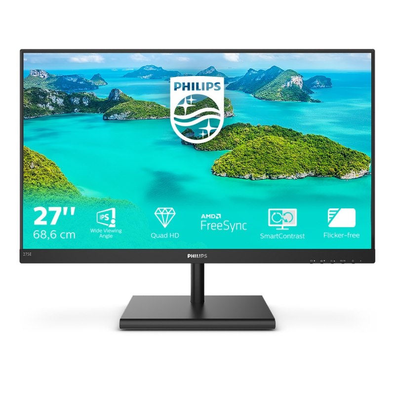 Philips 27" (16:9) QHD Ips Led, 4MS, Vga, Hdmi, DP, Tilt, 3YR