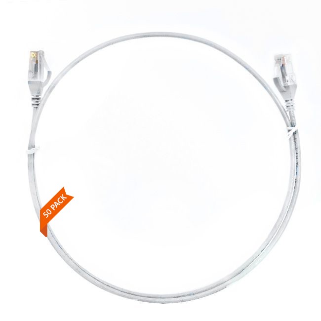 4Cabling 0.15M Cat 6 Ultra Thin LSZH Pack Of 50 Ethernet Network Cable. White
