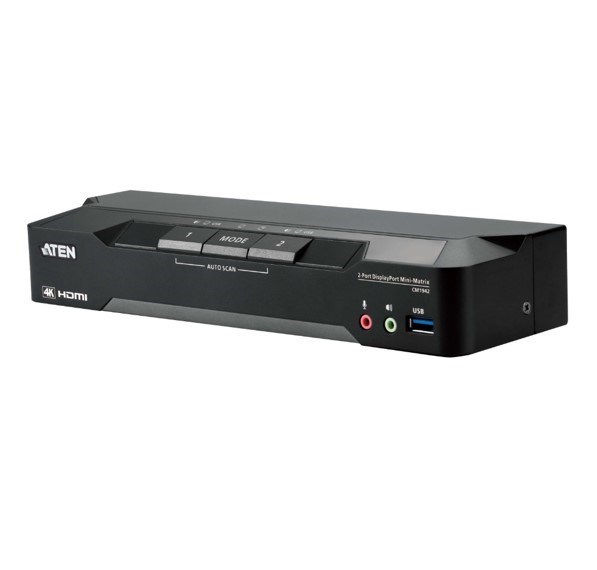 Aten 2-Port 4K Displayport Dual Display Mini-Matrix Boundless KVM Switch