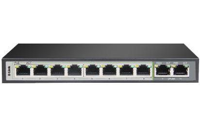 D-Link | Dgs-F1010p-E | 10 Port Gigabit PoE Switch With 8 Long Reach PoE Ports And 2 Uplink Ports