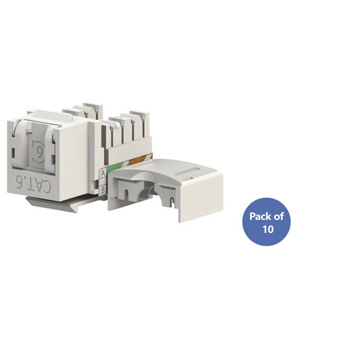 4Cabling Cat 6 RJ45 Keystone Jack With Shutter 90 Degree | Pack Of 10