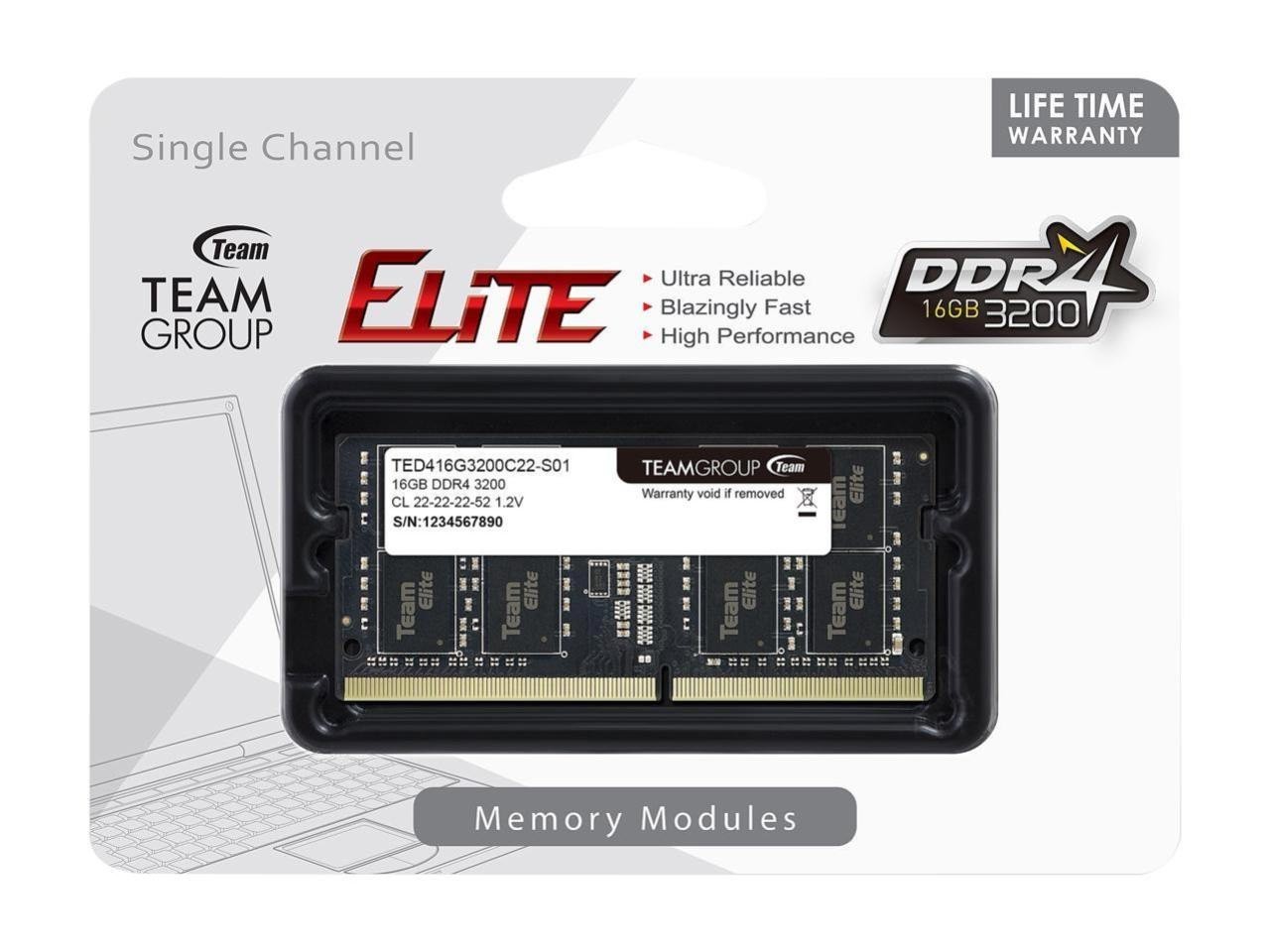 Team Elite 16GB Dram DDR4 3200MHz Sodimm