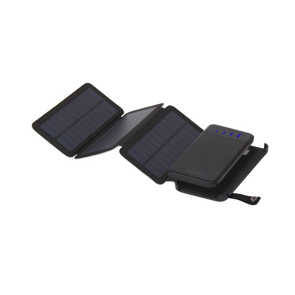 Cygnett 8KmAh Power Bank With Solar Panels - Black (Cy2805pbche), Detachable Solar Panels, Up To 3 Phone Charges, Dual Charging (2 X Usb-A)