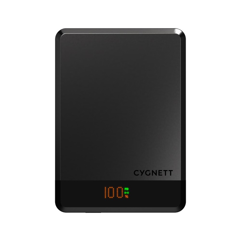 Cygnett MagSlim 10K Magnetic Wireless Power Bank -Black(CY5278PBCHE),20W Usb-C,10W Wireless,MagSafe & Qi,Digital Display,Travel-Ready,2 Years Warranty