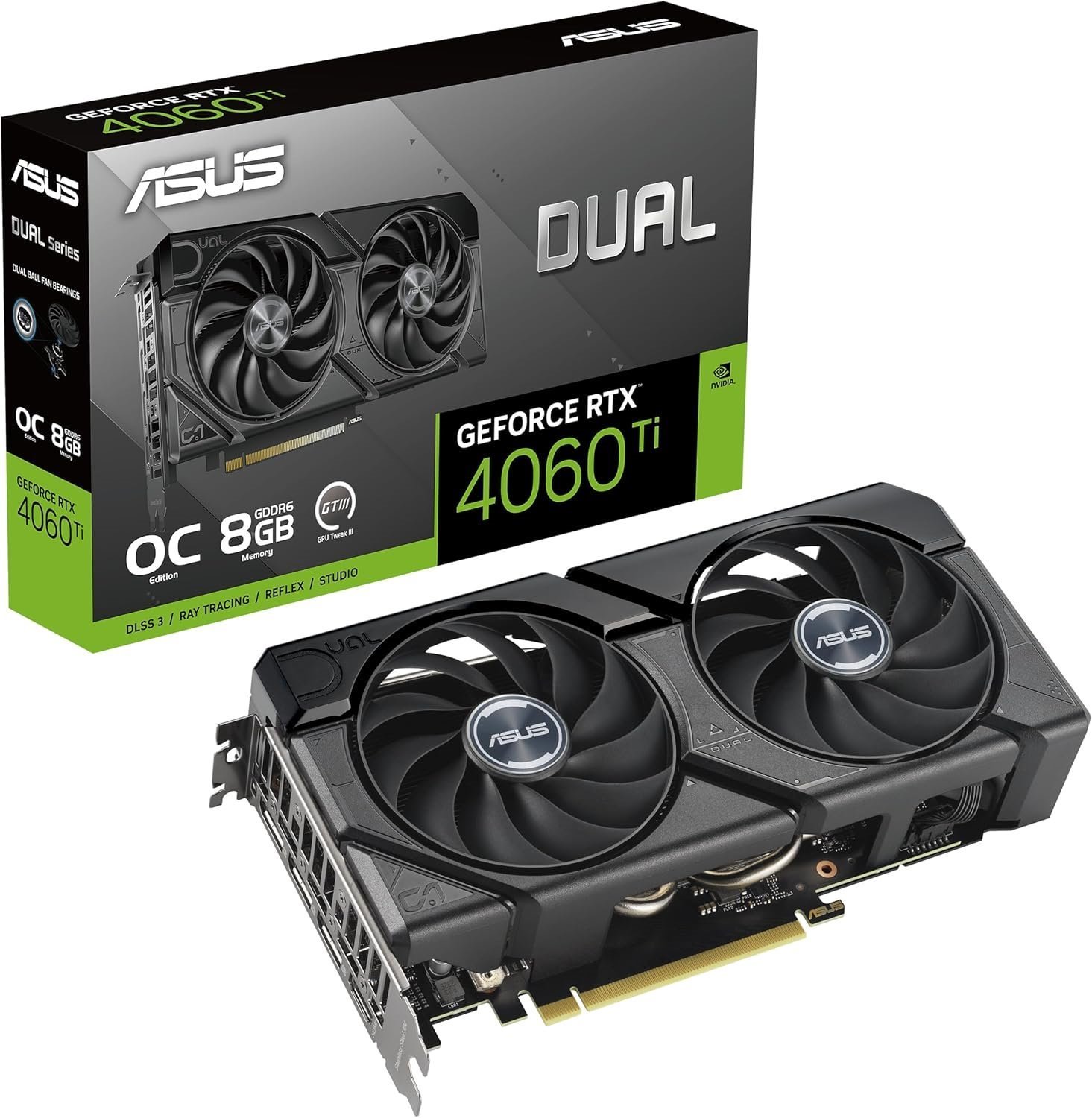 Asus nVidia GeForce Dual-Rtx4060ti-8G-Evo RTX™ 4060 Ti Evo Oc Edition 8GB GDDR6 Is Designed For Broad Compatibility With Axial-Tech Fan Design