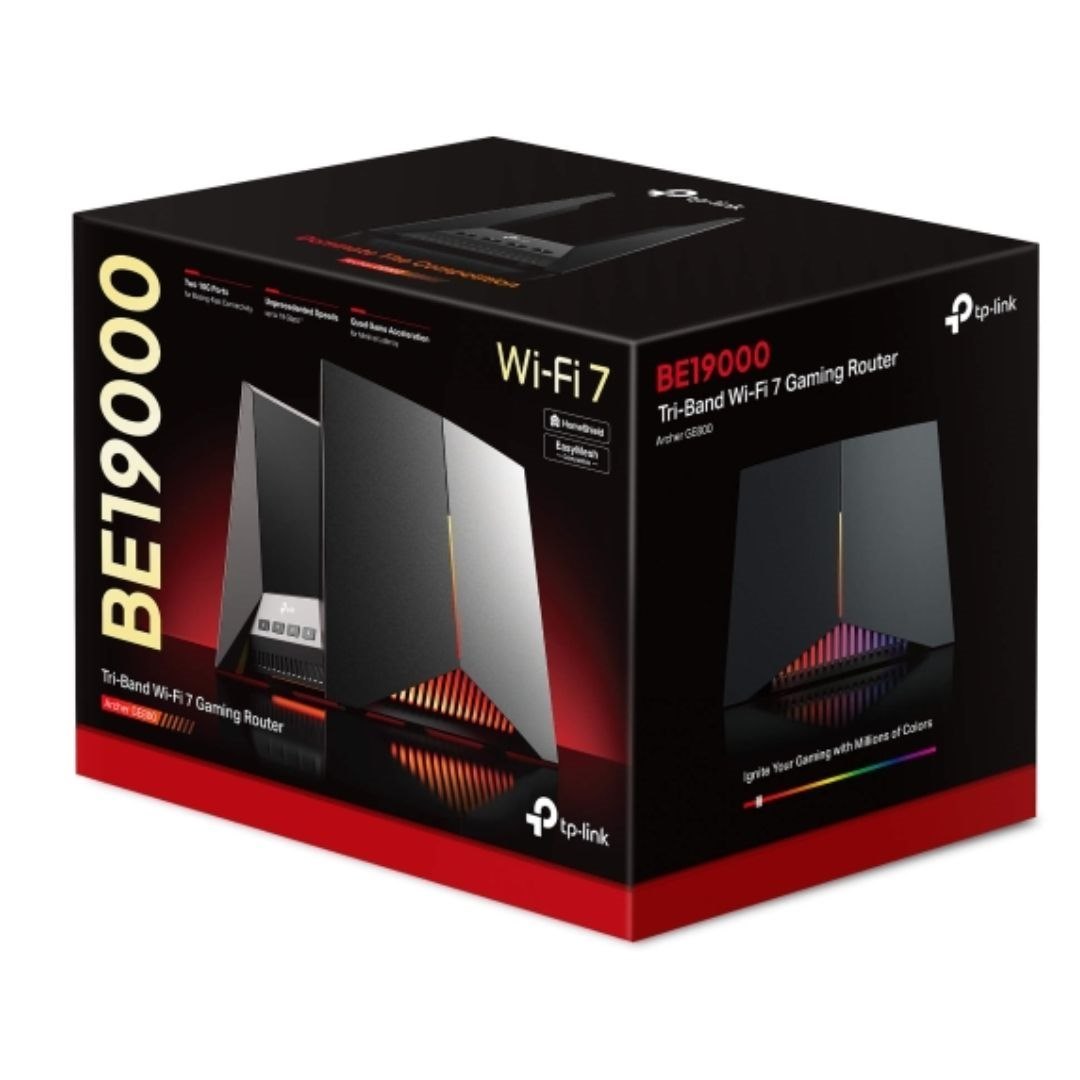 TP-Link Archer Ge800 Be19000 Tri-Band Wi-Fi 7 Gaming Router (Wifi7) 1376 MBPS At 2.4 GHz + 5760 MBPS At 5 GHz + 11520 MBPS At 6 GHz, 8× Internal Anten