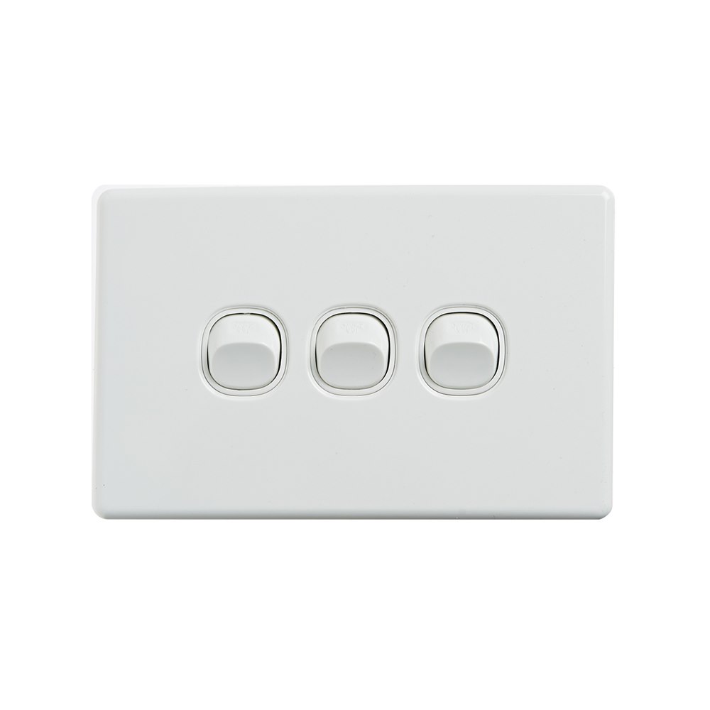 4Cabling 4C | Elegant Wall Switch 3 Gang 250V 16A - Horizontal