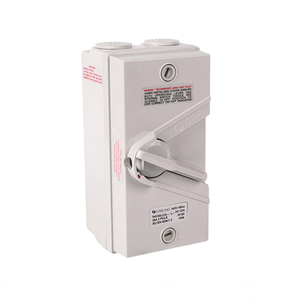 4Cabling 4C | Weatherproof Isolator 3 Pole Ip66 440V 35A