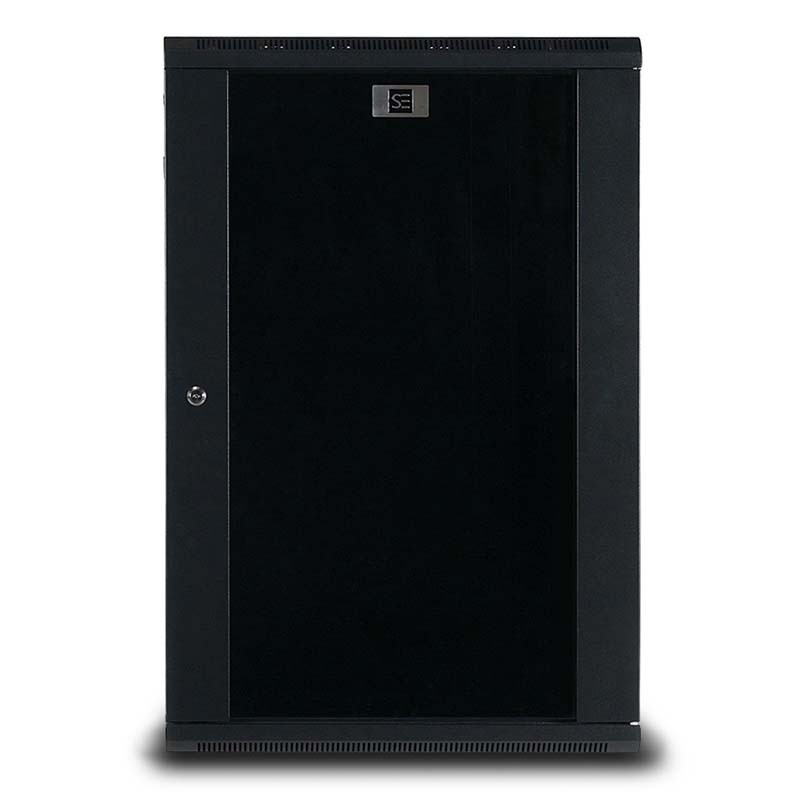 Serveredge 18Ru Fully Assembled Wall Mounted Cabinet - 600W X 450D X 900H Toughened Glass Door Quick Release Lockable Side Panel L-Shaped Rails 2 X Shelf Cut Out Slots For Fans 20 X Cage Nuts