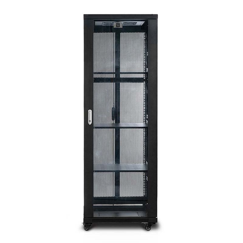 Serveredge 32Ru Fully Assembled Free Standing Server Cabinet - 600W X 600D X 1615H Includes Lockable Front Glass Door Lockable Dual Rear Mesh Doors Lockable Side Panels 1 X 8 Way Pdu1 X 4 Fan Unit 3 X