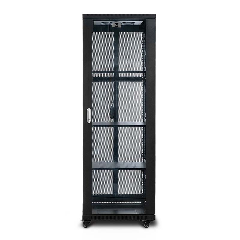 Serveredge 32Ru Fully Assembled Free Standing Server Cabinet - 600W X 800D X 1615H Includes Front Glass Door Dual Rear Mesh Doors 1 X 8Way Pdu1 X 4 Fan Unit3 X ShelvesL- Shaped Rails40 X Cage Nuts