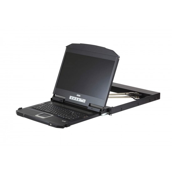 Aten 18.5" Short Depth Usb Hdmi Dvi Vga Dual Rail LCD Console, Supports Full HD, Can Be Mounted Up To A Depth Of 47CM To 75CM