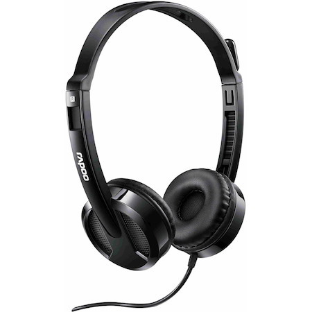 Rapoo H100 Wired Stereo Headsets - HD Voice Rotary Microphone Volume Adjustment 3.5MM