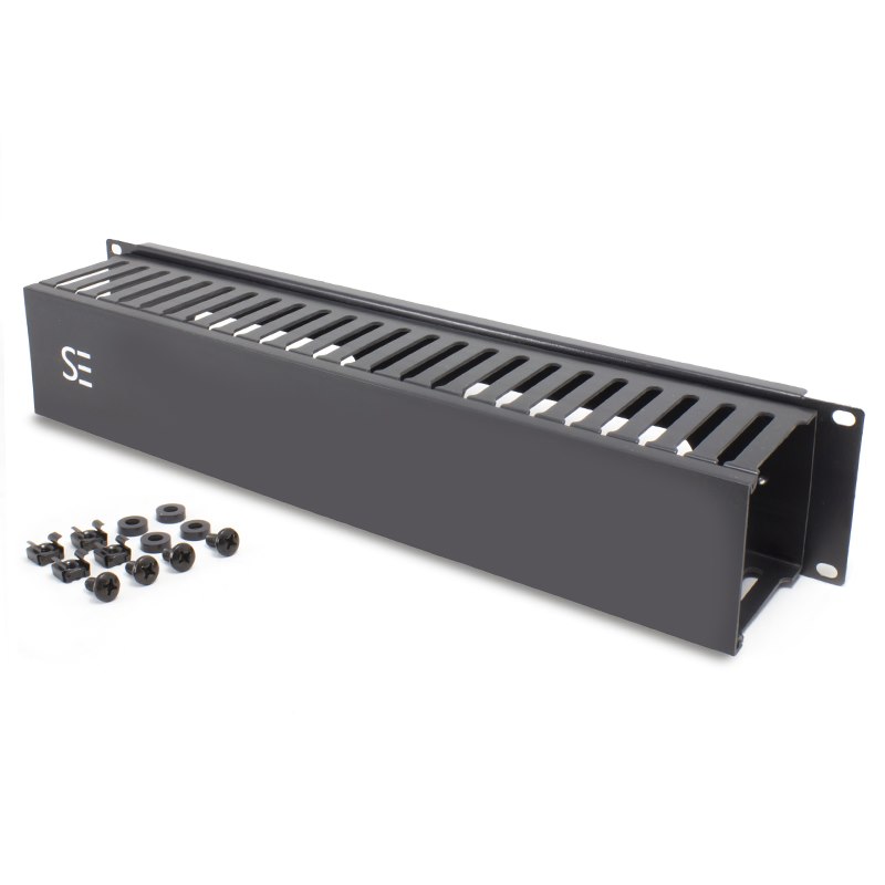 Serveredge 2Ru Horizontal 24 Slots Cable Management Rail - Metal Body Metal Fingers & Metal Cover & Rear Entry Holes