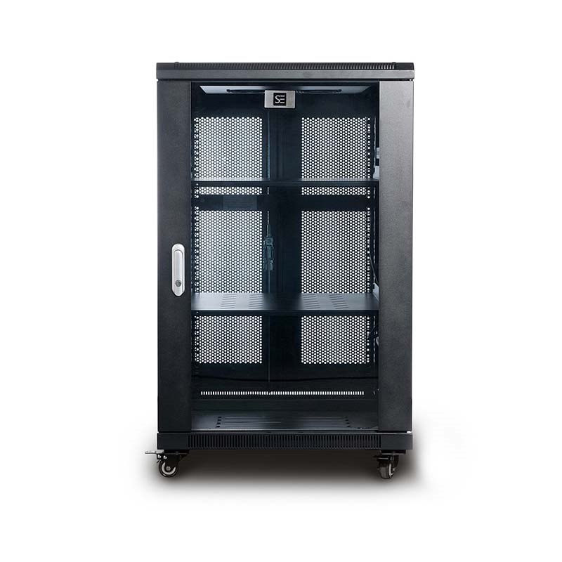 Serveredge 18Ru Fully Assembled Free Standing Server Cabinet - 600W X 1000D X 996H Includes:Lockable Front Glass DoorLockable Dual Rear Mesh Doors1 X 8 Way Pdu1 X 2 Way Roof Mount Fan Unit2 X Fixed SH