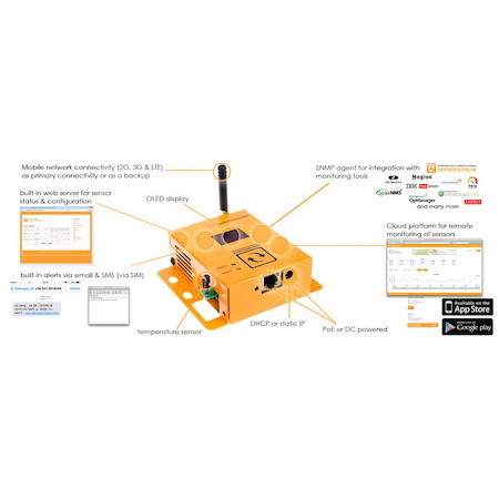 BASE-WIRED - Base Unit (SensorGateway) including built in Temperature Sensor (contact us to confirm lead time)