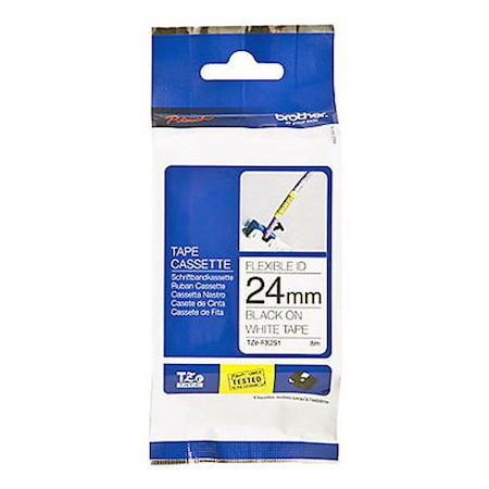Brother Tzefx251 | 24MM Black On White Flexible Tze Tape