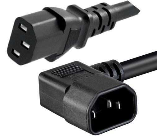 CM1CC200-PL - Extension Cable 10Amp Right Angled IEC C14 to Straight C13, 2m Black