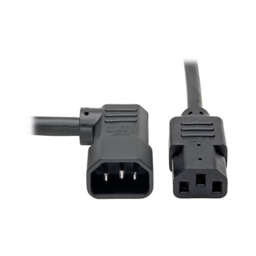 CM1CC200-PR - Extension Cable 10Amp Left Angled IEC C14 to Straight C13, 2m Black