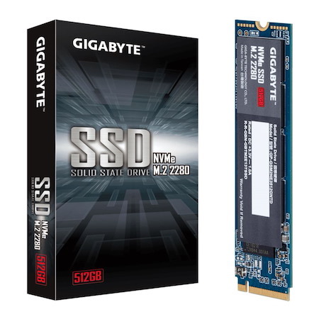 Gigabyte 512GB NVMe SSD, M.2 PCIe, Up To Read 1700 MB/s, Write 1550 MB/s, 800TBW, 5YR WTY