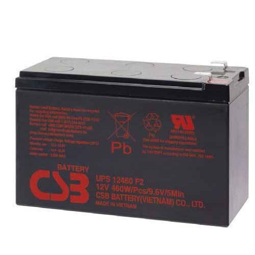 UPS12460 - CSB Battery 12V 9AH, 460W at 5 Mins, UPS Series (High Rate Discharge, 5 Years Design Life General Purpose) F2 top terminal battery, 1 Year Warranty 