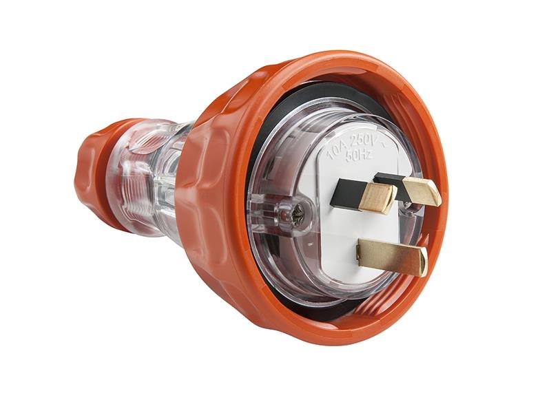 EY56P310 - EASY56 Plug Straight 10A 250V AC Industrial 3-Flat Pins IP66 Orange