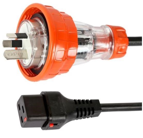 BDC31715OR-3 - IEC Lock Input Power Cable 15A IEC LOCK C19 to 15A Captive Screw-Lock Plug 3.0m